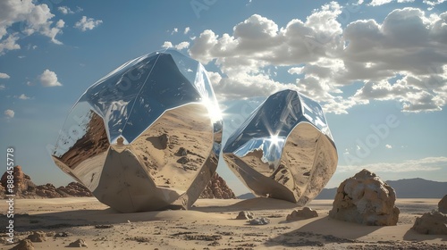 Life forms with mirror-like skins reflecting surroundings