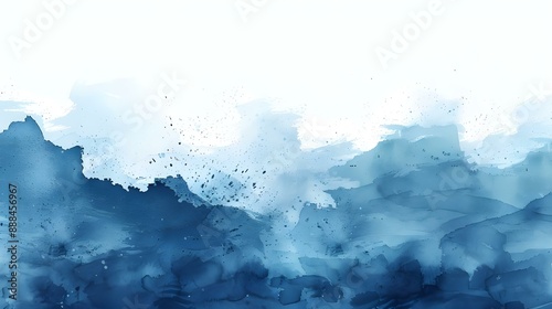 Watercolor abstract isolated background in azure and navy blue