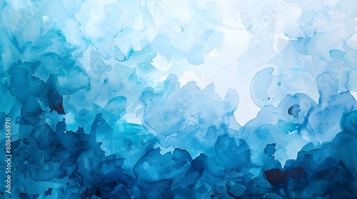 Watercolor abstract isolated background in azure and navy blue