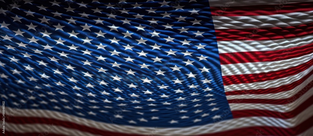Obraz premium Close-up of the American Flag with Wavy Texture