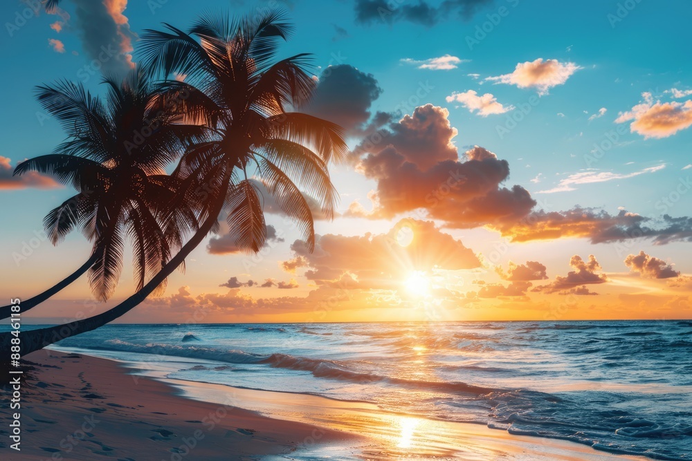Fototapeta premium Tropical Sunset on a Tranquil Beach