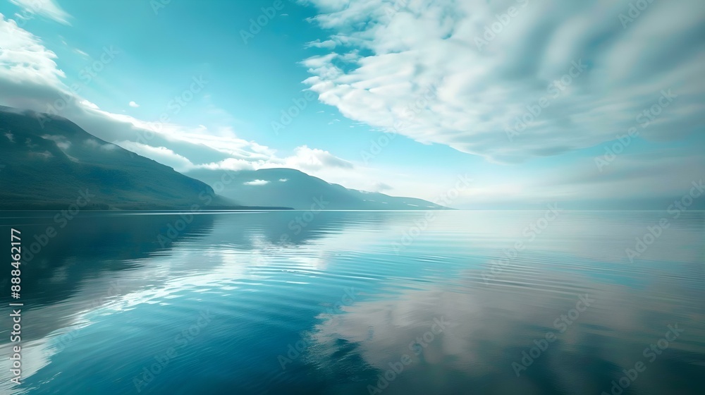 Fototapeta premium Blue calm moving lake water