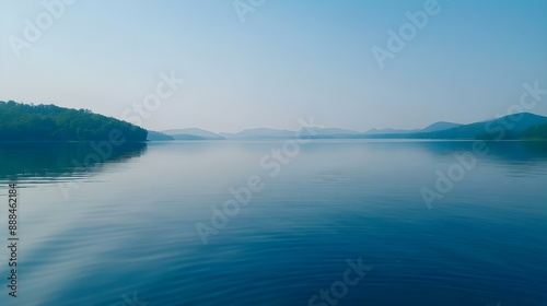 Blue calm moving lake water