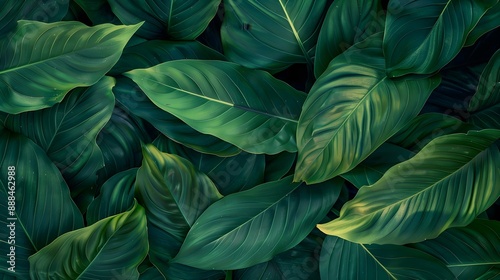 Abstract green leaves of Spathiphyllum cannifolium