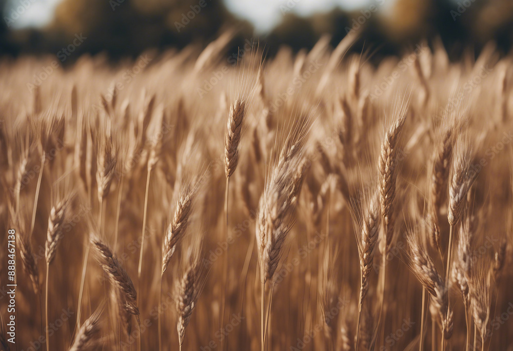 Side view of a field of dry mature autumn spikelets of wheat isolated on transparent background Side view of a field of dry mature autumn spikelets of wheat isolated on transparent background