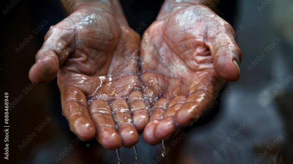 Fototapeta premium hands with water on it generative ai