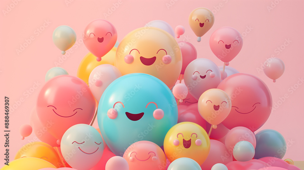 A bunch of balloons with smile A bunch of balloons with smile