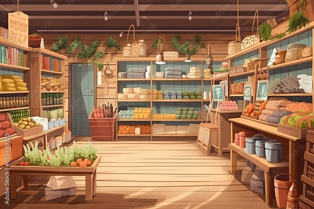 Cozy Market Shop Interior Background Cozy Market Shop Interior Background