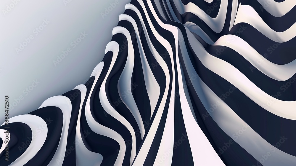 Abstract optical illusion distorted wave design with horizontal stripes in vector format Abstract optical illusion distorted wave design with horizontal stripes in vector format