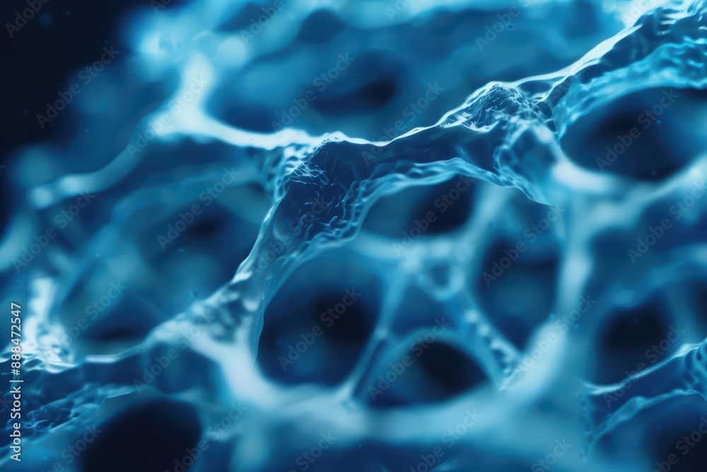 Osteocytes are portrayed in an ultramodern, supernatural scene, with copy space, highlighting the mature bone cells that maintain the mineral content of the bone matrix Osteocytes are portrayed in an ultramodern, supernatural scene, with copy space, highlighting the mature bone cells that maintain the mineral content of the bone matrix