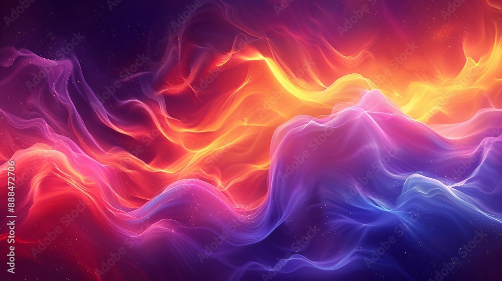 Abstract Cosmic Landscape with Wavy Lines Abstract Cosmic Landscape with Wavy Lines