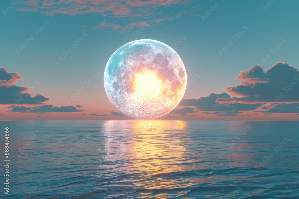 Full Moon Rising Over the Ocean Full Moon Rising Over the Ocean