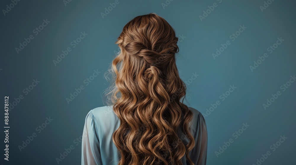 A person with long, loose curls cascading down their back, giving a glamorous and voluminous look perfect for an evening event A person with long, loose curls cascading down their back, giving a glamorous and voluminous look perfect for an evening event