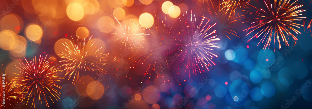 Fototapeta premium Fireworks panorama