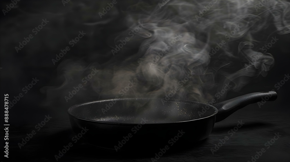 Black pan with smoke for cooking or Halloween themed Black pan with smoke for cooking or Halloween themed