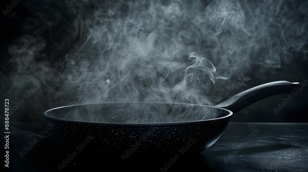 Black pan with smoke for cooking or Halloween themed Black pan with smoke for cooking or Halloween themed