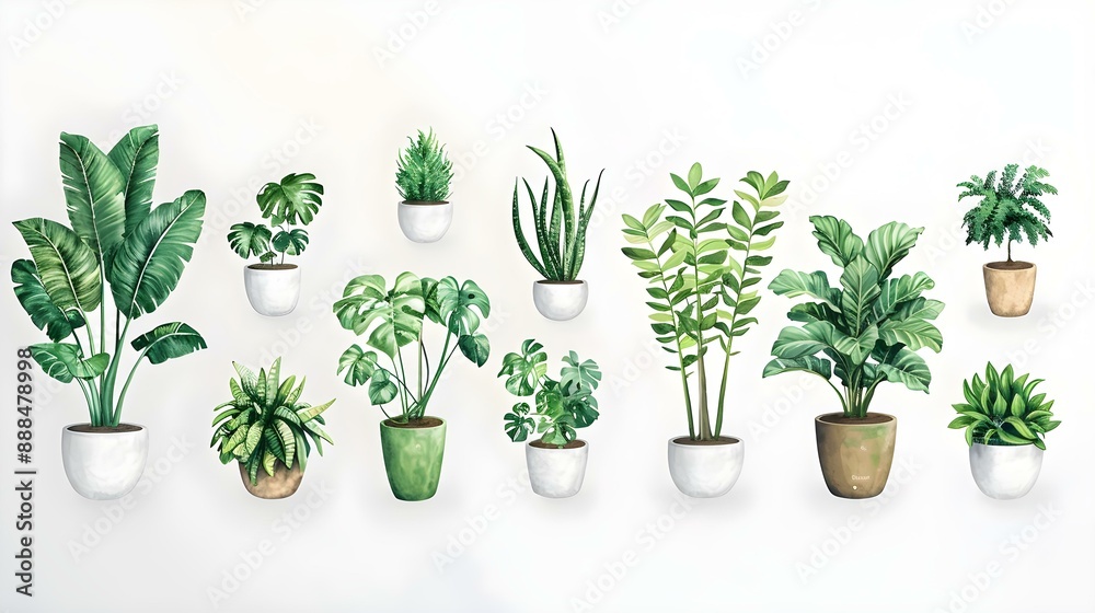 Stylish plant icons collection design Stylish plant icons collection design