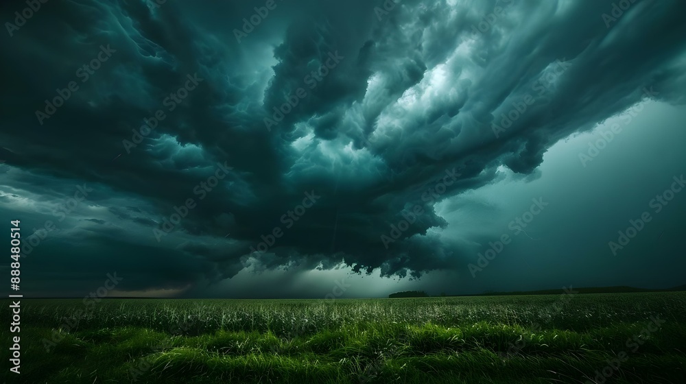 Dramatic scene of a violent storm with low clouds Dramatic scene of a violent storm with low clouds