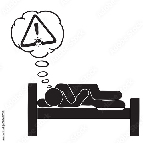 Sick man lying in bed