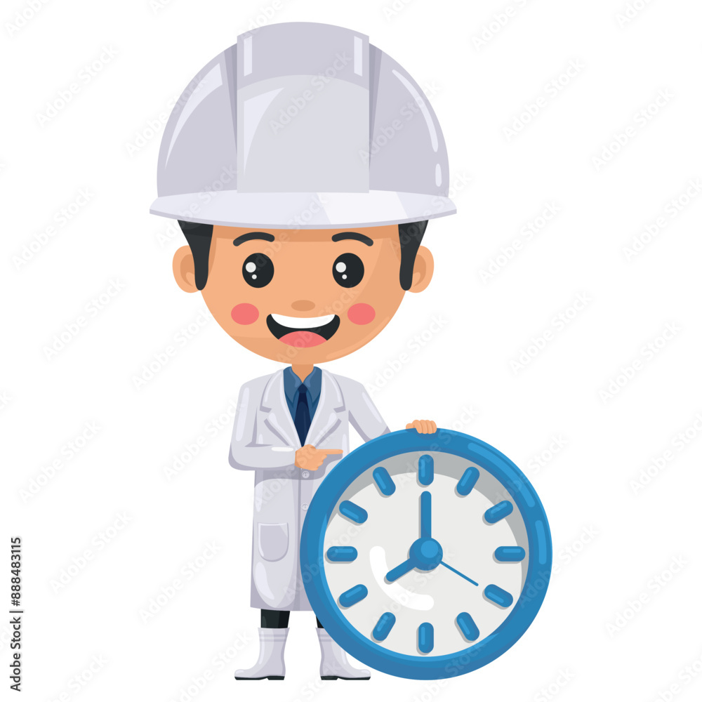 Quality control supervisor with watch. Time management and efficiency concept in the food industry. Food industry engineer. Chief food safety. Safety in food production and processing Quality control supervisor with watch. Time management and efficiency concept in the food industry. Food industry engineer. Chief food safety. Safety in food production and processing