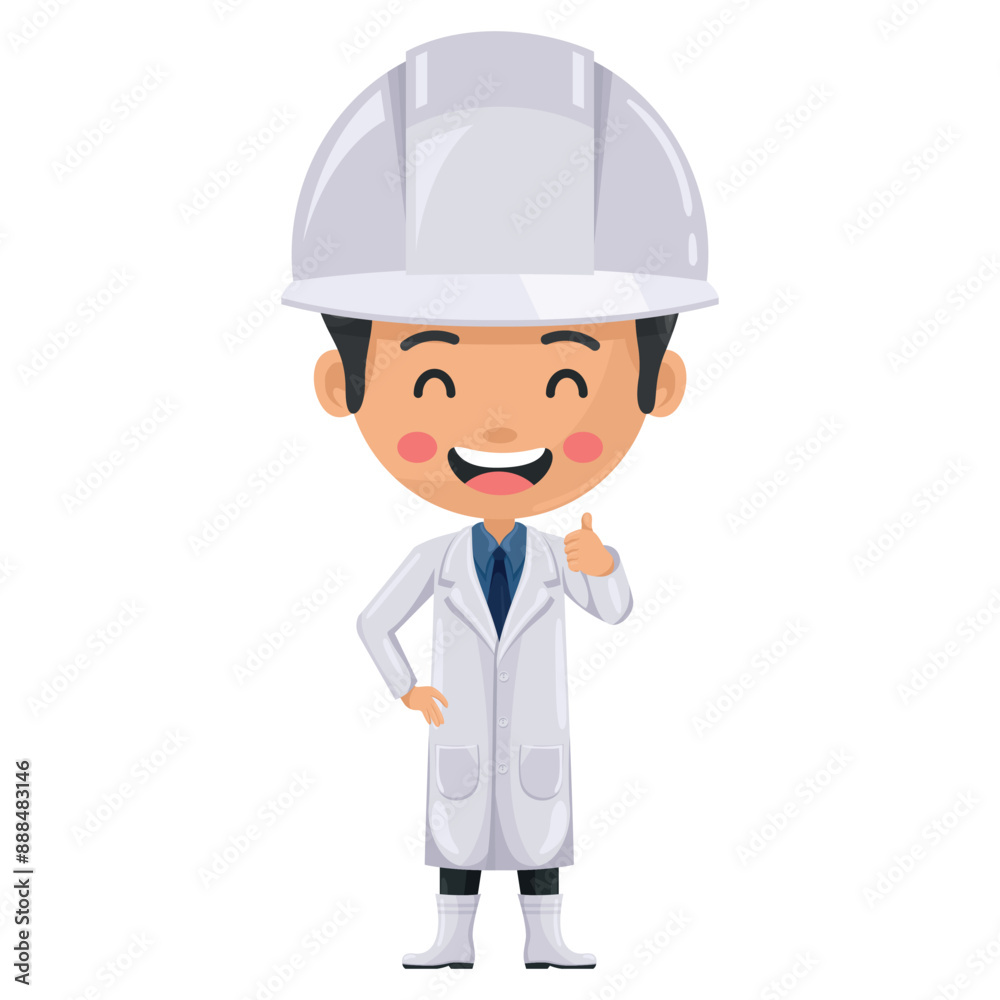 Quality control supervisor with thumbs up. Positive attitude to foster a good organizational climate and job performance. Food industry engineer. Chief food safety. Safety in food production Quality control supervisor with thumbs up. Positive attitude to foster a good organizational climate and job performance. Food industry engineer. Chief food safety. Safety in food production