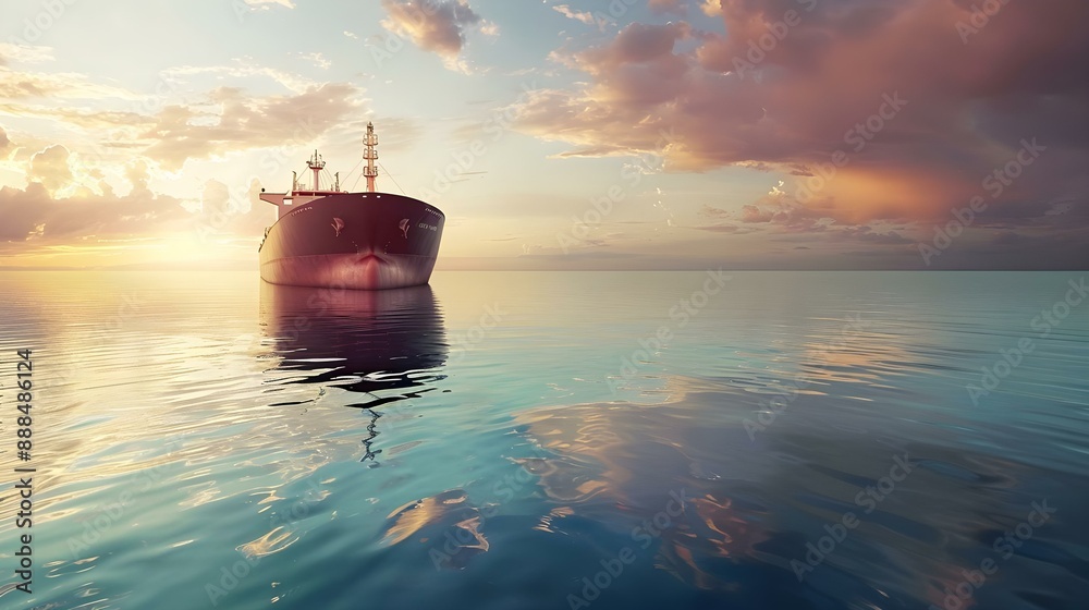 Fototapeta premium Large ship traveling across a vast body of water