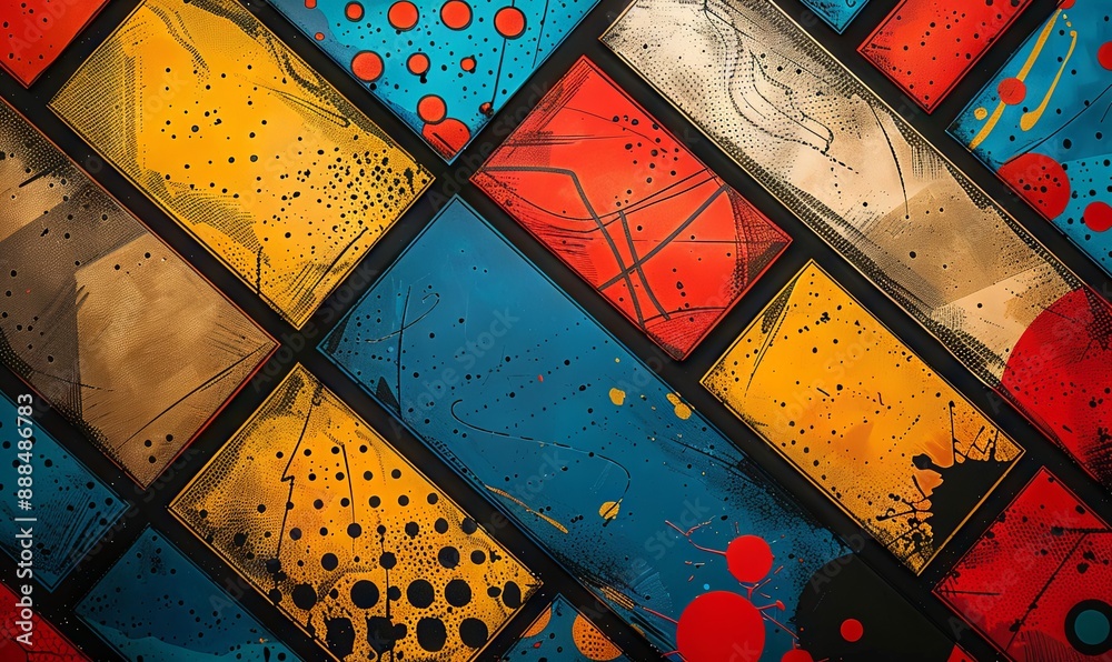 Fototapeta premium Vibrant retro comic book grid patterns