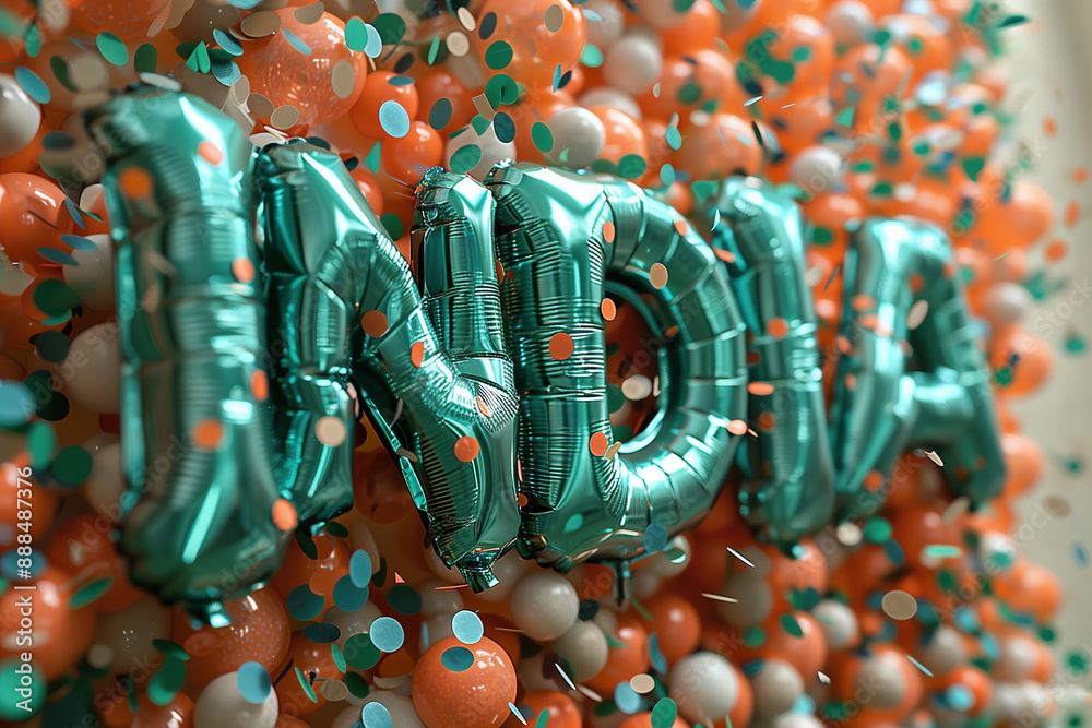 Fototapeta premium Indian Independence Day theme foil balloons in Indian flag color shaped text