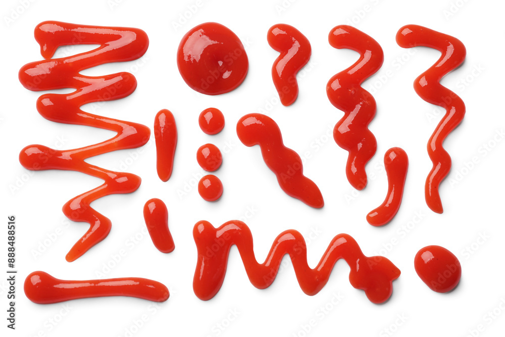 Tasty ketchup isolated on white, top view. Tomato sauce Tasty ketchup isolated on white, top view. Tomato sauce