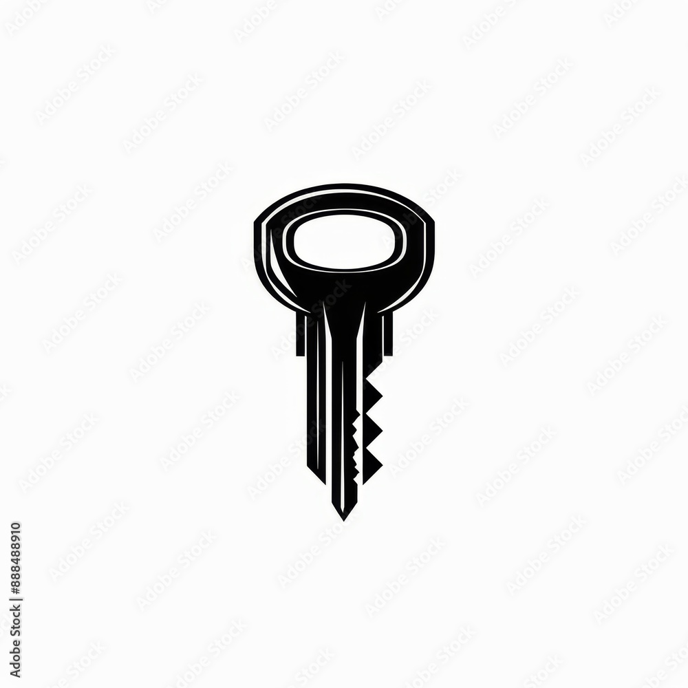 Minimalistic Black Key Isolated on White Background: Modern Security Icon Design.