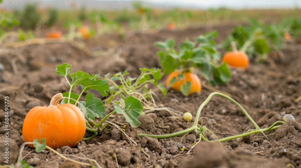 Pumpkin seeds in a garden in a desert environment, showing growing techniques in arid climates. generative ai Pumpkin seeds in a garden in a desert environment, showing growing techniques in arid climates. generative ai