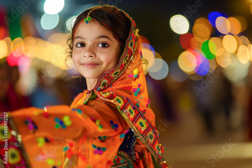 Indian girl Performing garba dance. Garba dance is performed in Navratri festival/