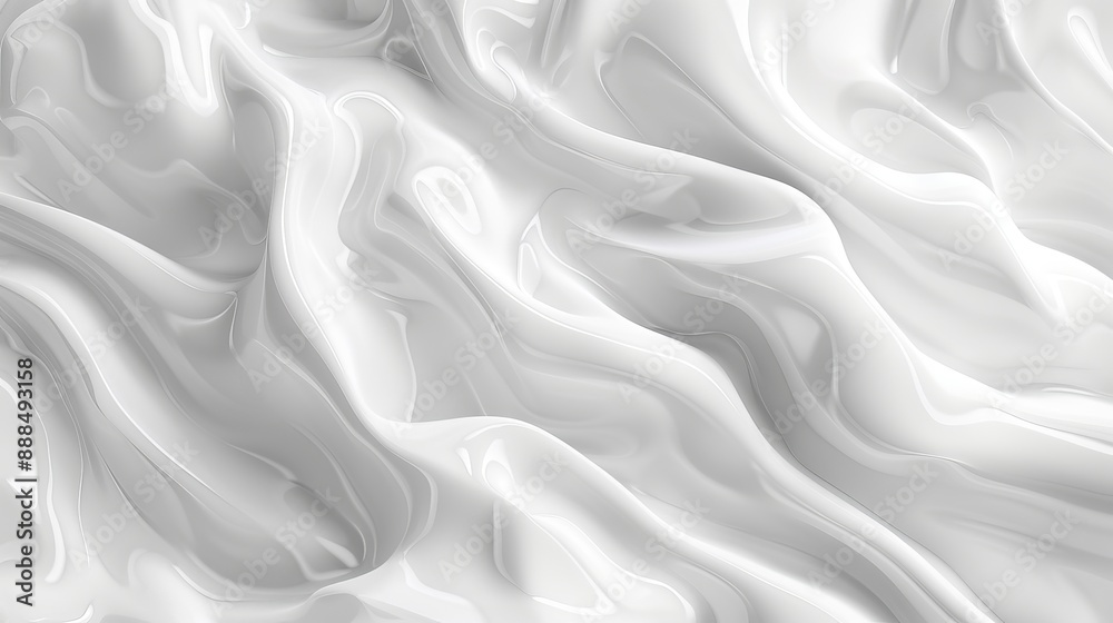 Naklejka premium White abstract liquid wavy background rendered in 3D for illustration purposes
