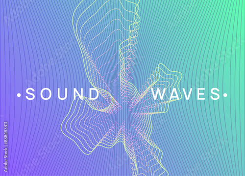 Night Club Banner. Violet Dance Magazine. Sound Electro Element. Nightclub Radio Invitation. Blue Dj Set. Party Background. Concert Vector. Green Night Club Banner
