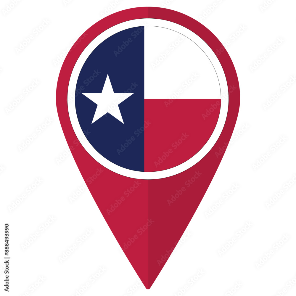 Texas flag on map pinpoint icon isolated. Flag of Texas. Texas flag on map pinpoint icon isolated. Flag of Texas.