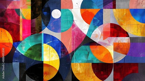 Abstract Geometric Art with Vivid Colors
