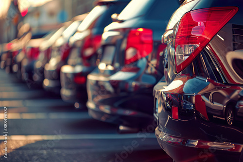 Wallpaper Mural Row of Cars Closeup Parked at a Car Lot Torontodigital.ca
