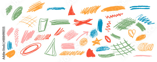 Linear minimalist strike-through strokes icons on white background. Various hand-draw scribbles in simple style for diverse designs and applications