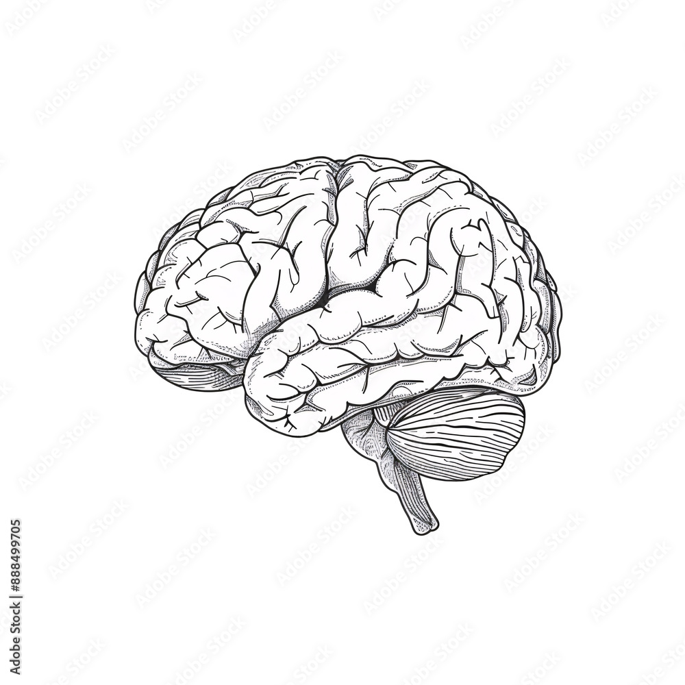 Fototapeta premium Detailed Illustration of the Human Brain Isolated on a Transparent Background