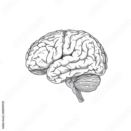 Detailed Illustration of the Human Brain Isolated on a Transparent Background