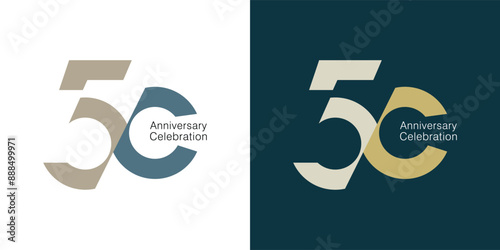 50th, 50 Years Anniversary Logo, Orange Color, Vector Template Design element for birthday, invitation, wedding, jubilee and greeting card illustration.