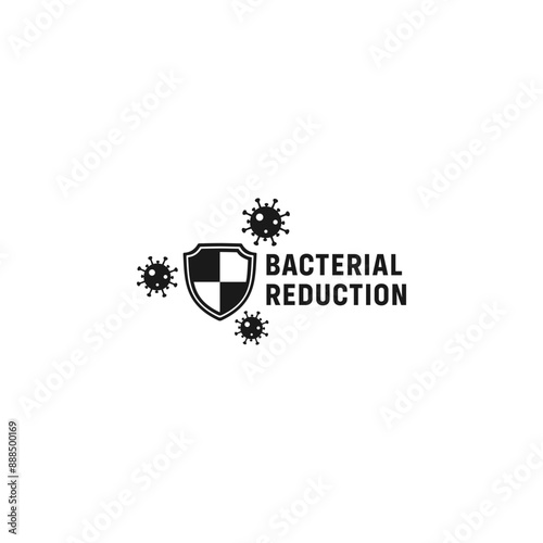 Bacterial reduction label or Anti reduction sign vector isolated. Bacterial reduction label for product packaging design element. Antibacterial icon vector for design element.