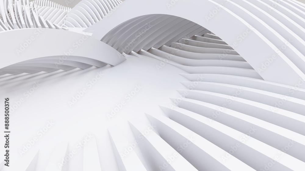 Naklejka premium Abstract Curved Shapes. White Circular Background.