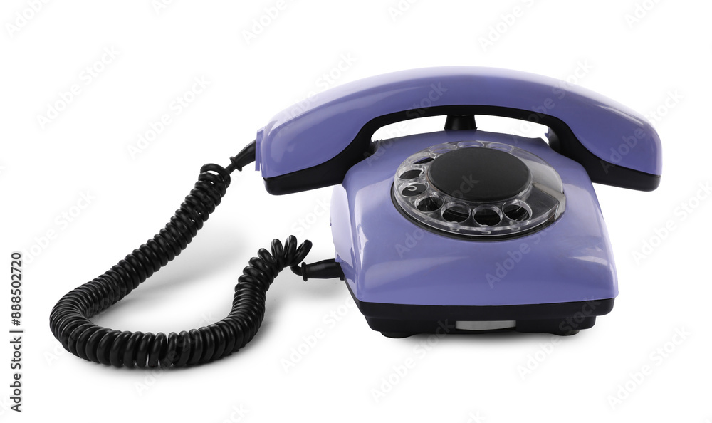 One violet telephone with handset isolated on white One violet telephone with handset isolated on white