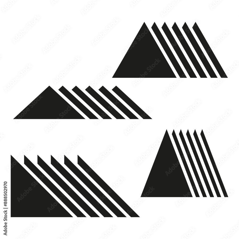 Geometric abstract triangles. Black and white vector. Modern minimal design. Symmetrical shapes. Geometric abstract triangles. Black and white vector. Modern minimal design. Symmetrical shapes.