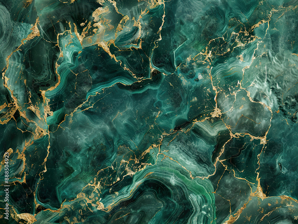 A green and gold marble wall with a gold border, generative ai image. A green and gold marble wall with a gold border, generative ai image.