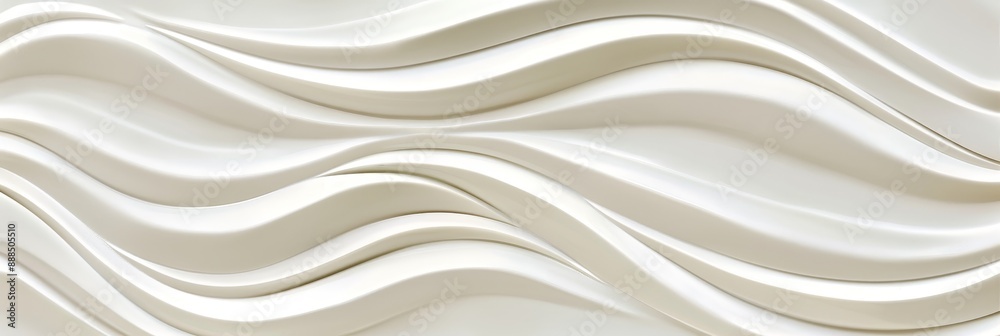 Abstract Minimal White Background, 3D Render Smooth Wavy Wall with Soft Light Cream Beige Waves Abstract Minimal White Background, 3D Render Smooth Wavy Wall with Soft Light Cream Beige Waves
