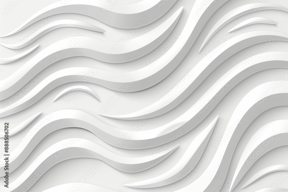Fototapeta premium Abstract White Background With Smooth Dynamic Wavy Lines. Minimalist 3D Parametric Architecture.