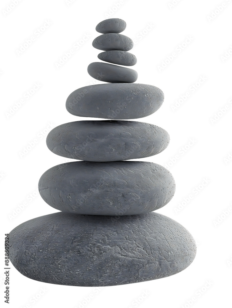 A stack of smooth grey stones stands tall and balanced demonstrating a sense of tranquility and stability isolated on transparent background A stack of smooth grey stones stands tall and balanced demonstrating a sense of tranquility and stability isolated on transparent background