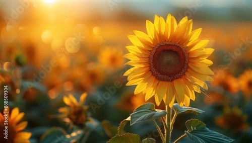 Beautiful sunflowers in a f...